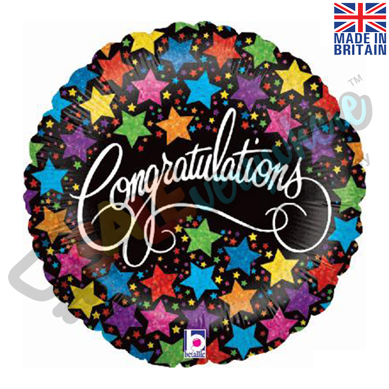 Congratulations Bold Stars Holographic 18" | 46cm Helium Foil Balloon