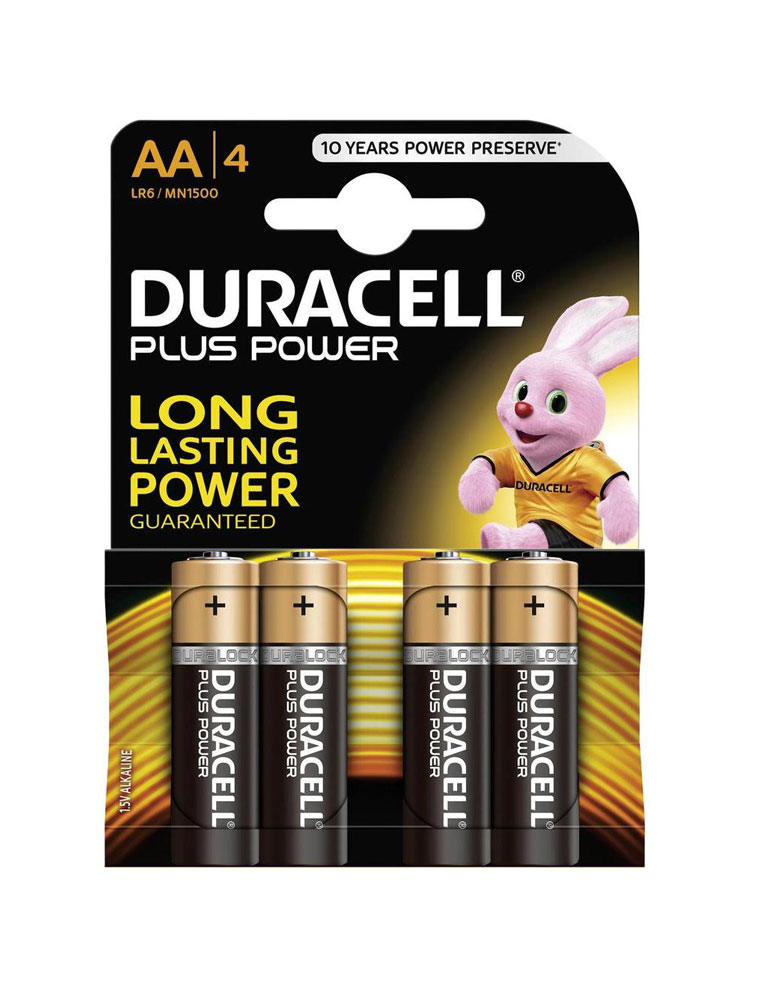 Duracell Plus Power Battery AA, Pack of 4 Carded