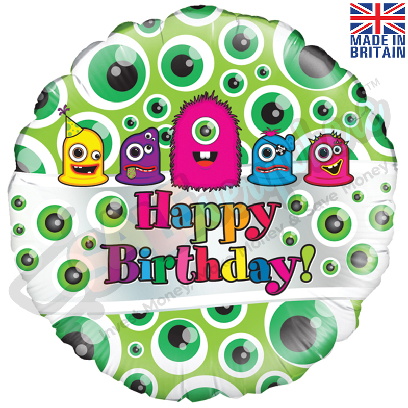 Happy Birthday Monsters 18" | 46cm Helium Foil Balloon
