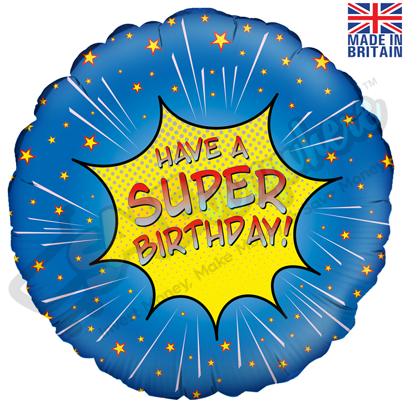 Have A Super Birthday Blue 18" | 46cm Helium Foil Balloon