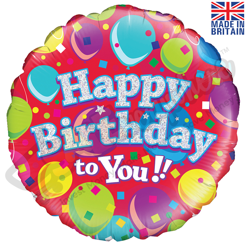 Holographic Happy Birthday To You 18" | 46cm Helium Foil Balloon