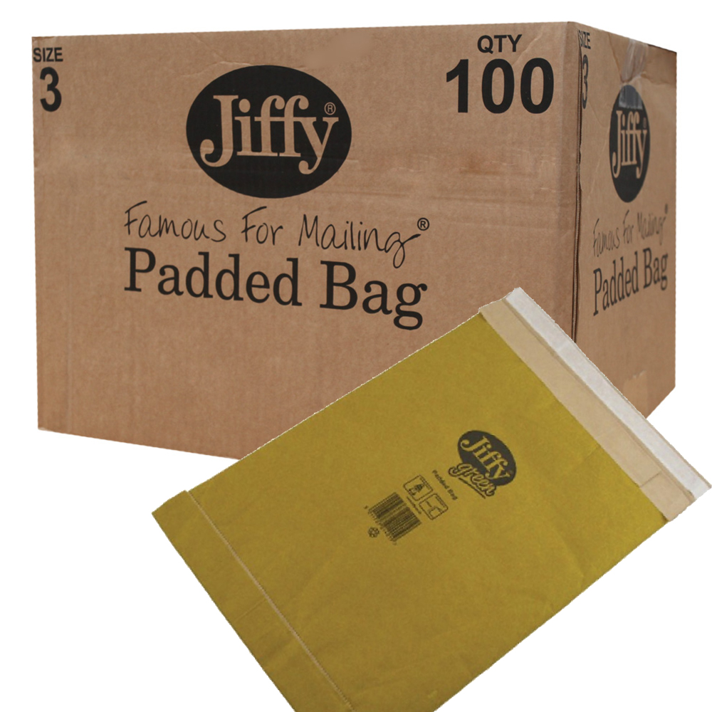 Jiffy Green Fibre Padded Size 3, Box of 100