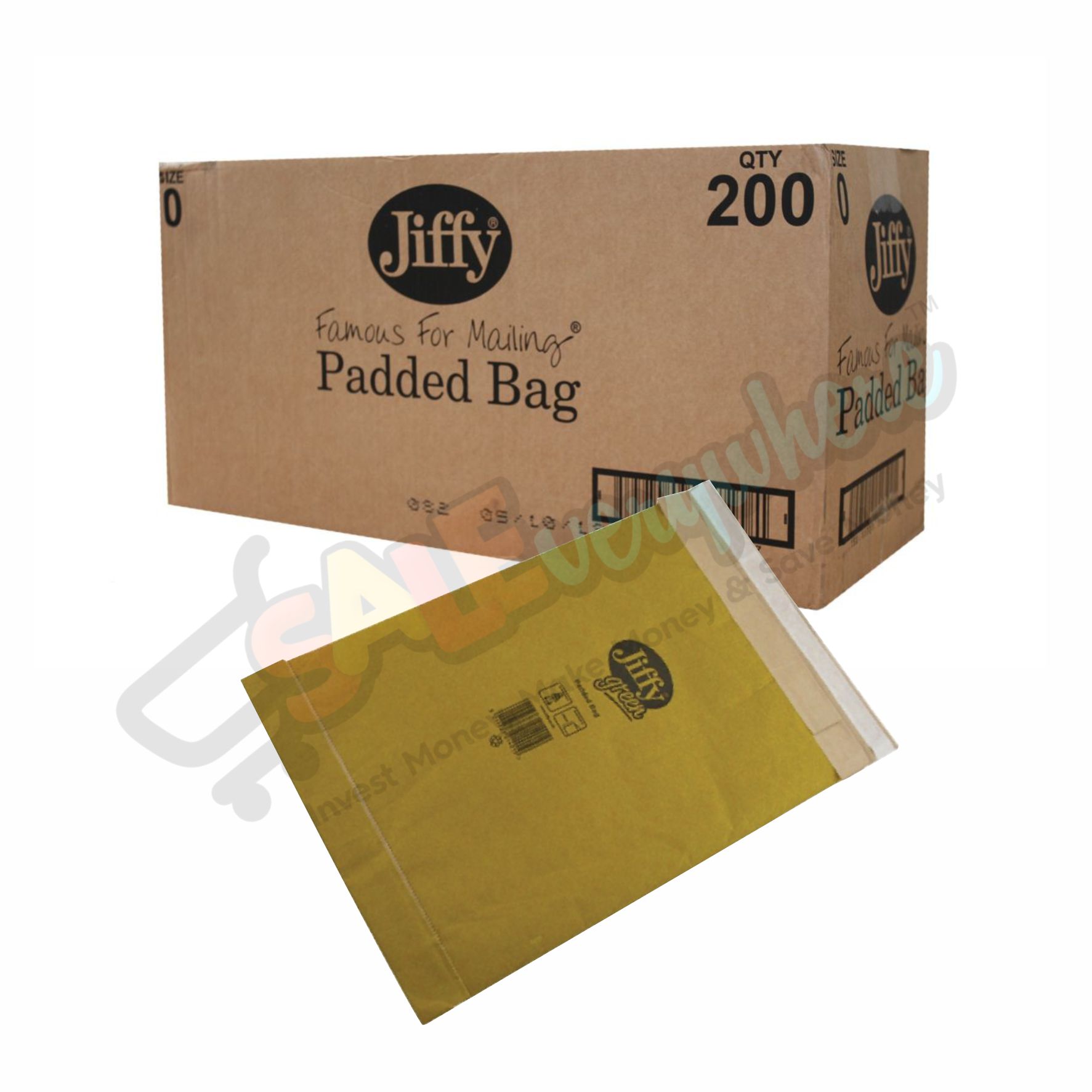 Jiffy Green Fibre Padded Size 0, Box of 200