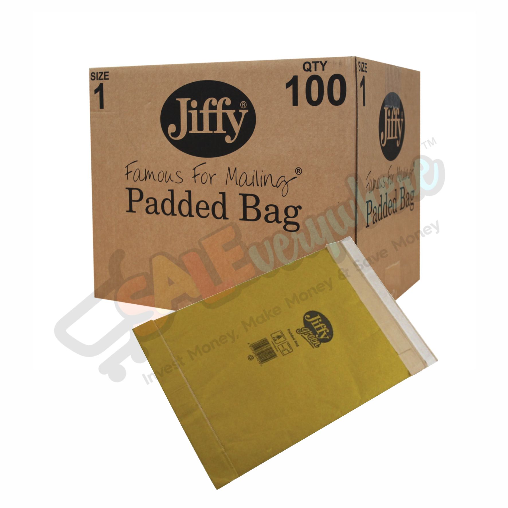 Jiffy Green Fibre Padded Size 1, Box of 100