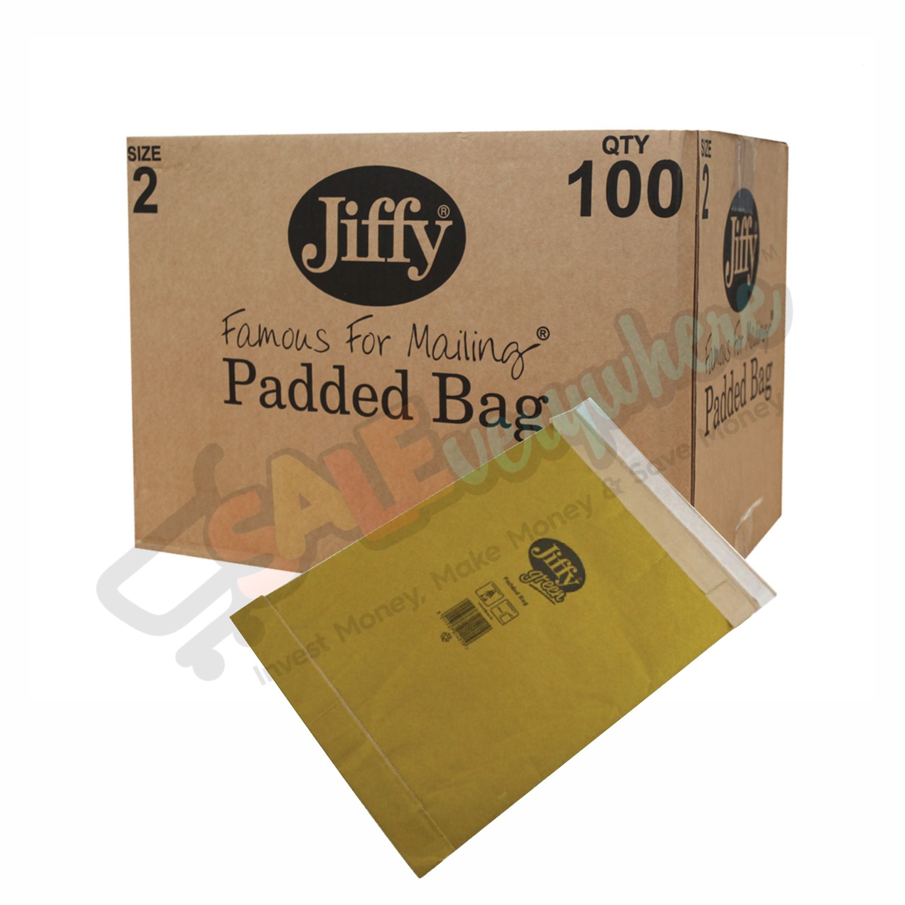 Jiffy Green Fibre Padded Size 2, Box of 100