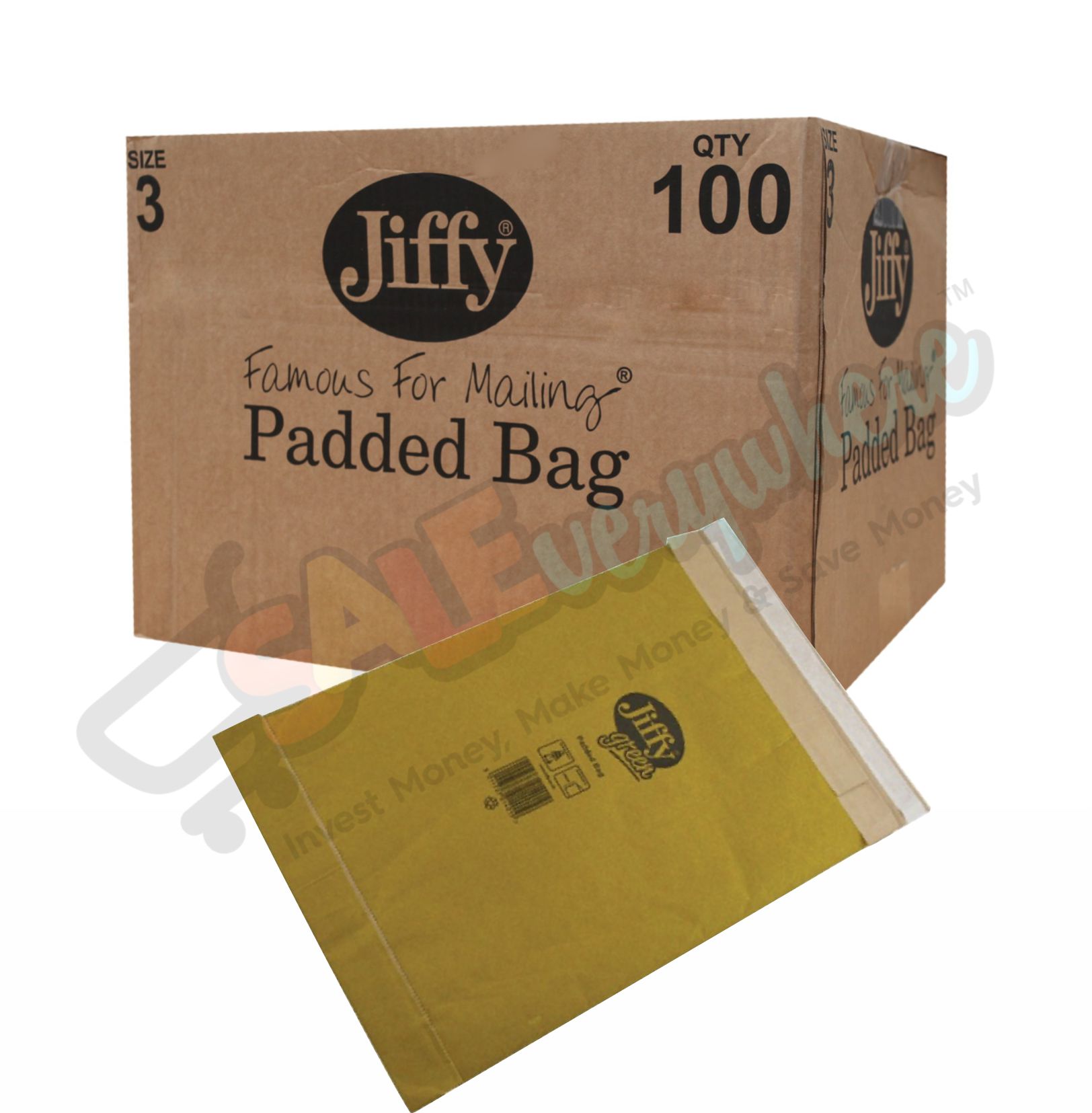 Jiffy Green Fibre Padded Size 3, Box of 100