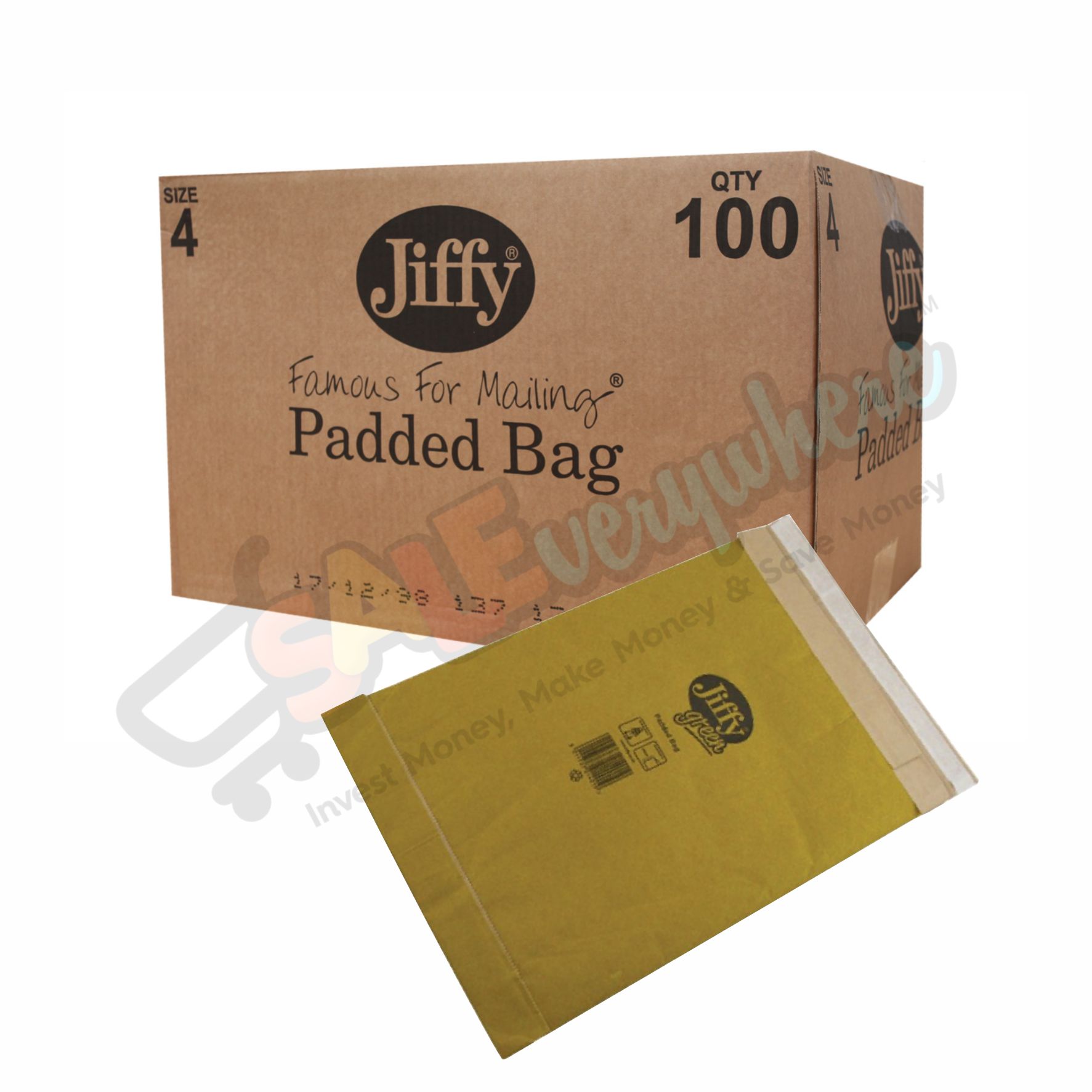 Jiffy Green Fibre Padded Size 4, Box of 100