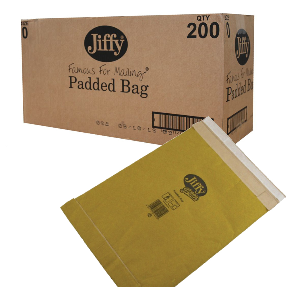 Jiffy Green Fibre Padded Size 0, Box of 200