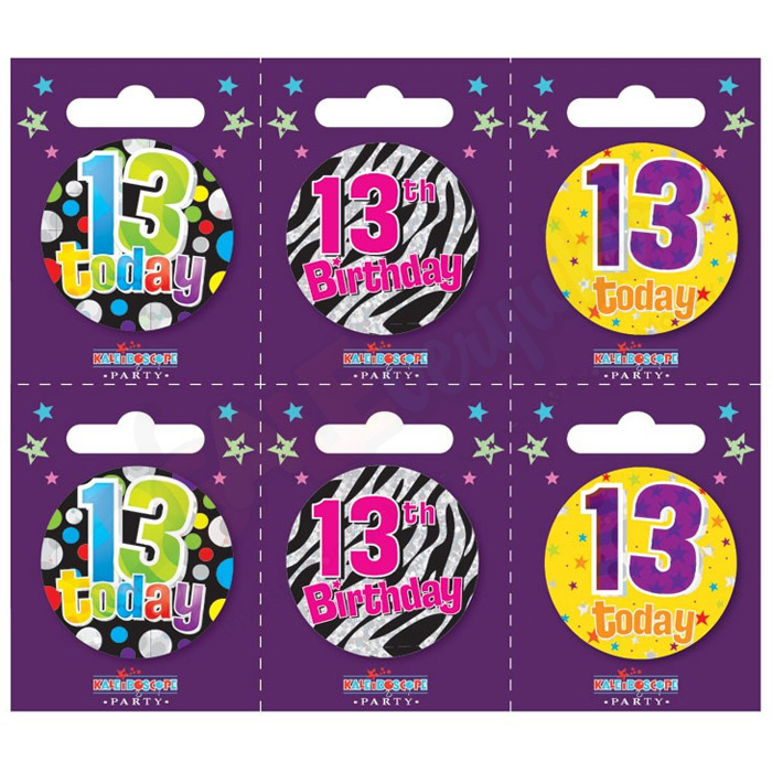 Kaleidoscope Age 13 Small Badges Pack of 6