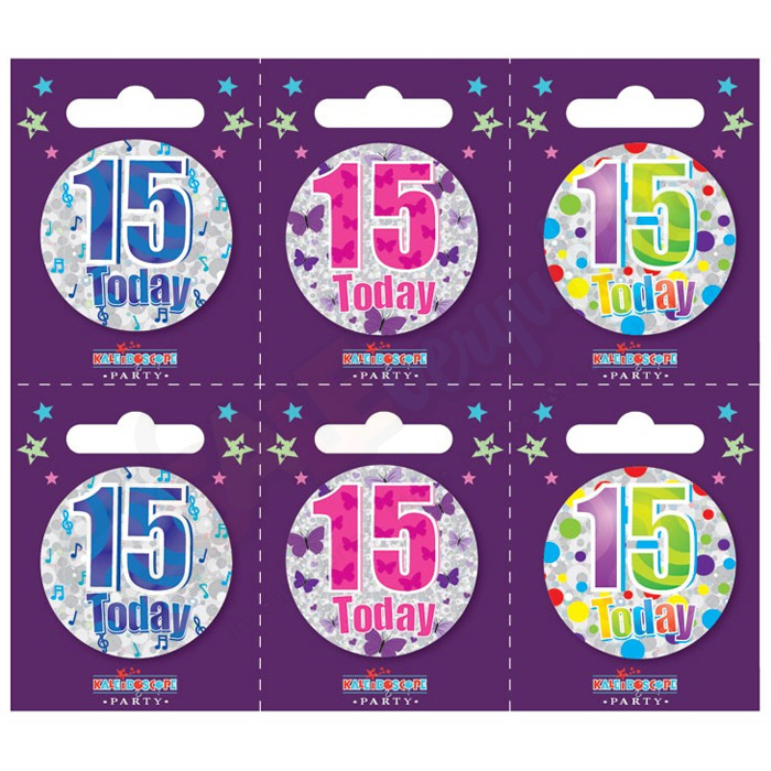Kaleidoscope Age 15 Small Badges Pack of 6