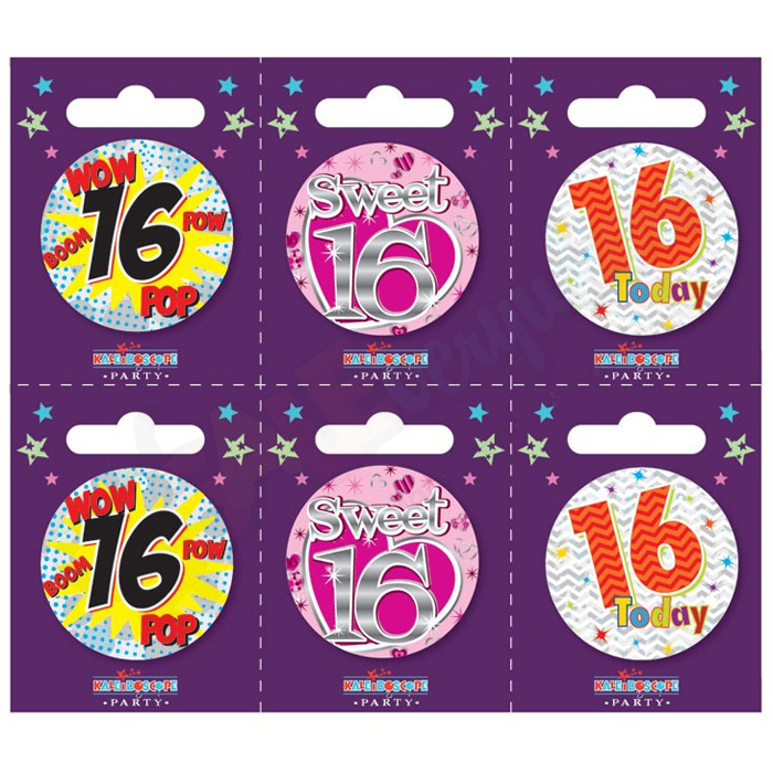 Kaleidoscope Age 16 Small Badges Pack of 6