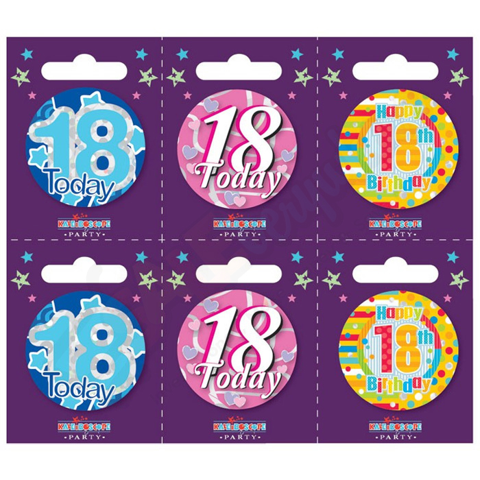 Kaleidoscope Age 18 Small Badges Pack of 6