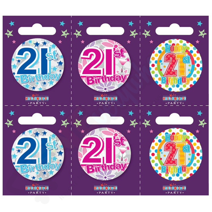 Kaleidoscope Age 21 Small Badges Pack of 6
