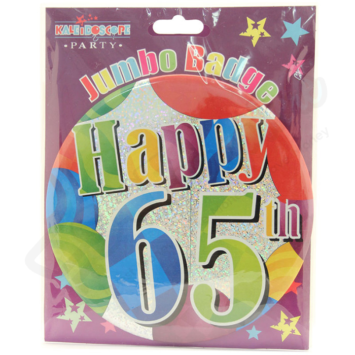Kaleidoscope Age 65 Unisex Large Badge 15cm