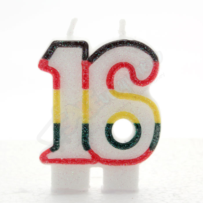 Kaleidoscope Birthday Candle Number 16