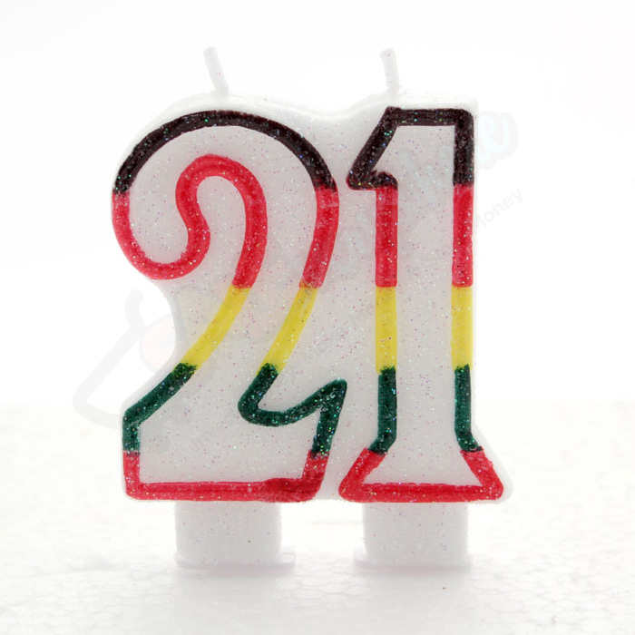 Kaleidoscope Birthday Candle Number 21