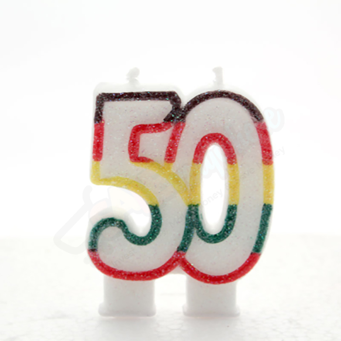 Kaleidoscope Birthday Candle Number 50