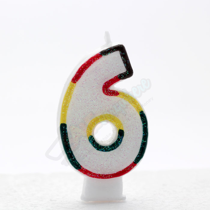 Kaleidoscope Birthday Candle Number 6