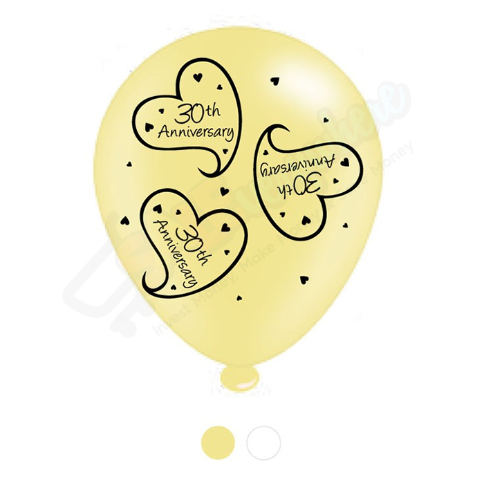 Kaleidoscope Latex Balloons 30th Anniversary  10" For Air or Helium Pack of 8