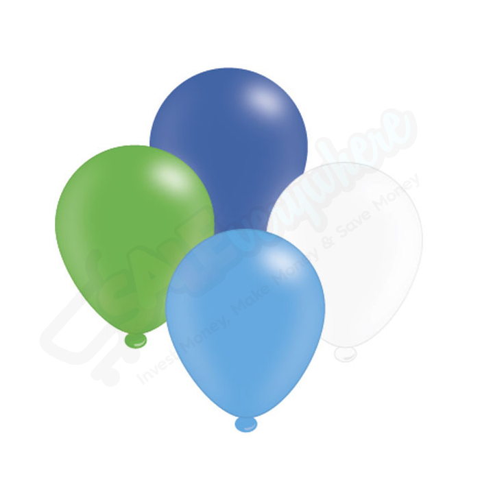 Kaleidoscope Latex Balloons Blue Mix  10" For Air or Helium Pack of 8