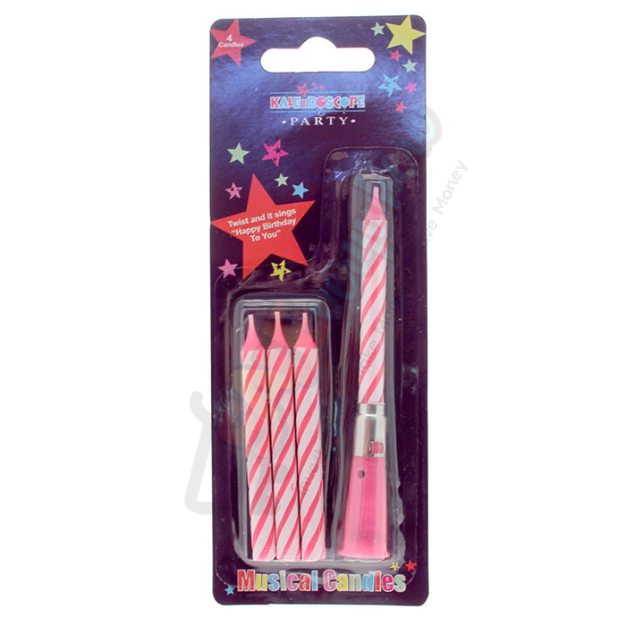 Kaleidoscope Musical Candle Pink, Set of 3