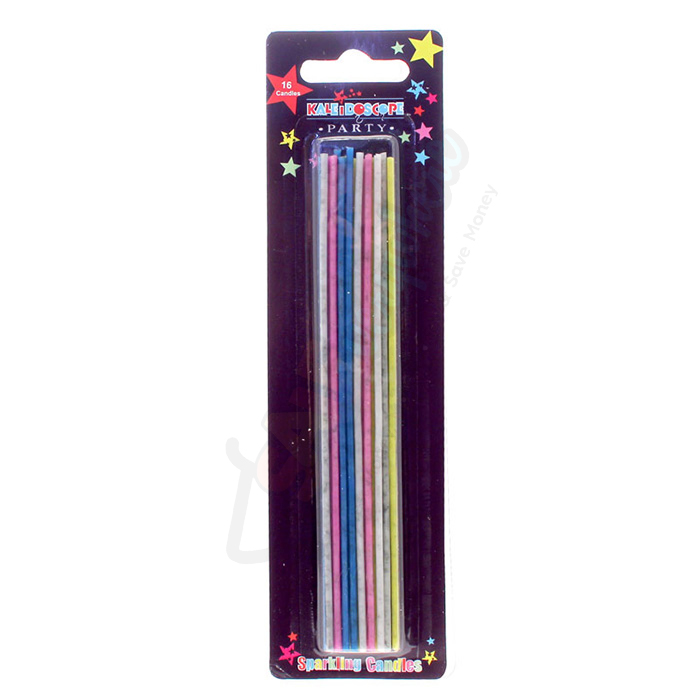 Kaleidoscope Sparkling Candles Asst Colour pack of 16