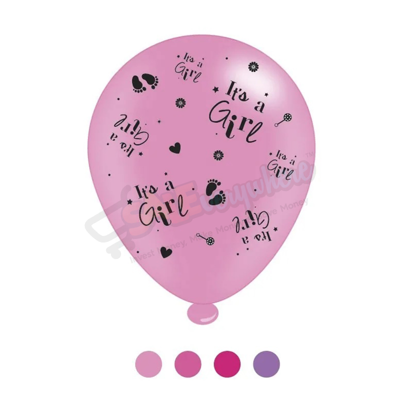 Kaleidoscope Latex Balloons Its a Girl   10" For Air or Helium Pack of 8