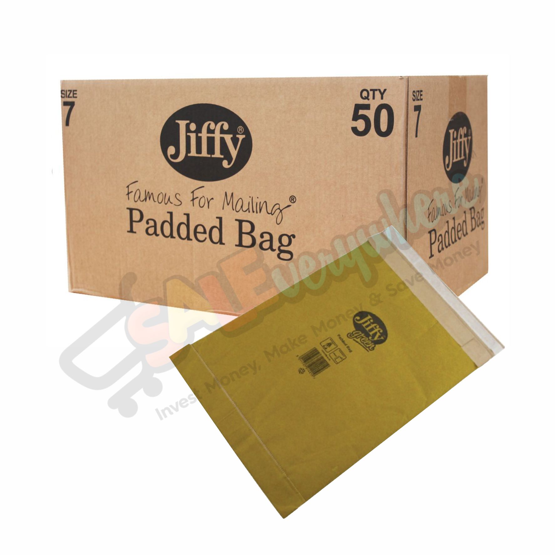Jiffy Green Fibre Padded Size 7, Box of 50