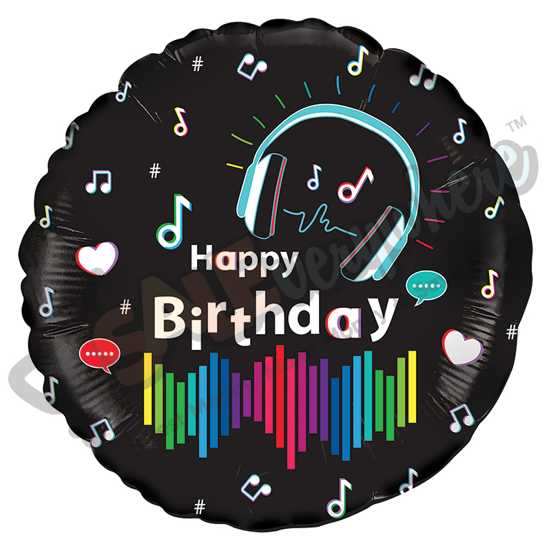 Music Happy Birthday 18" | 46cm Helium Foil Balloon