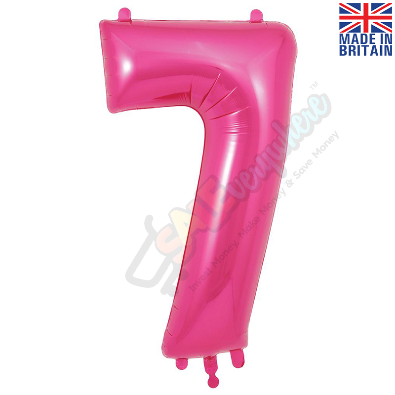Number 7, Pink Foil Balloon 34" | 87cm, Hanging