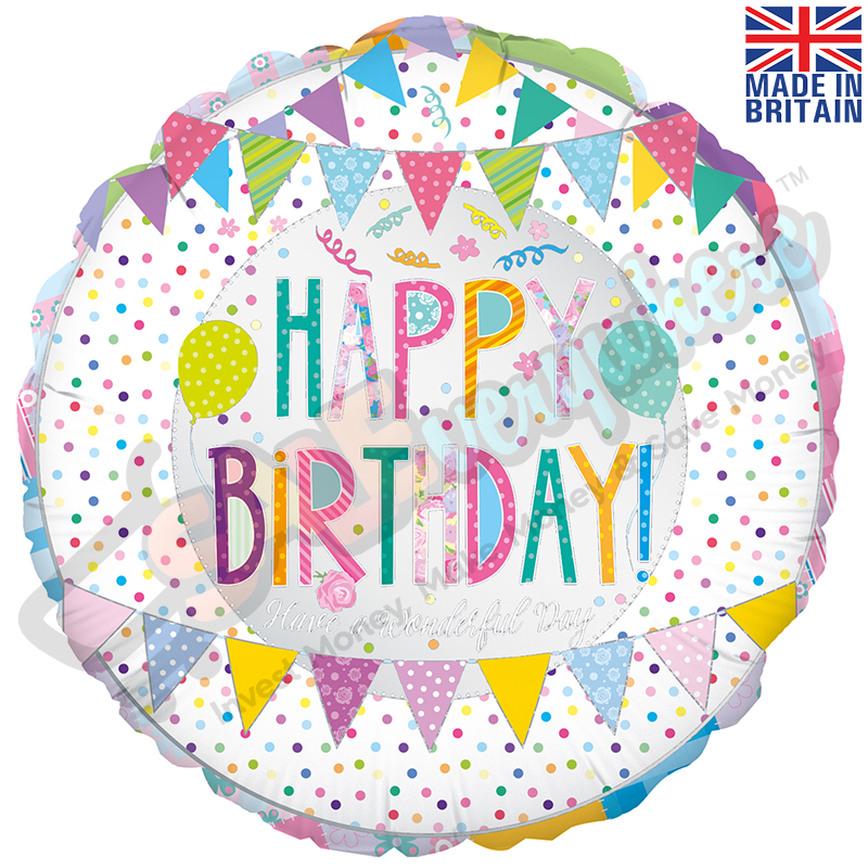 Patchwork Happy Birthday 18" | 46cm Helium Foil Balloon