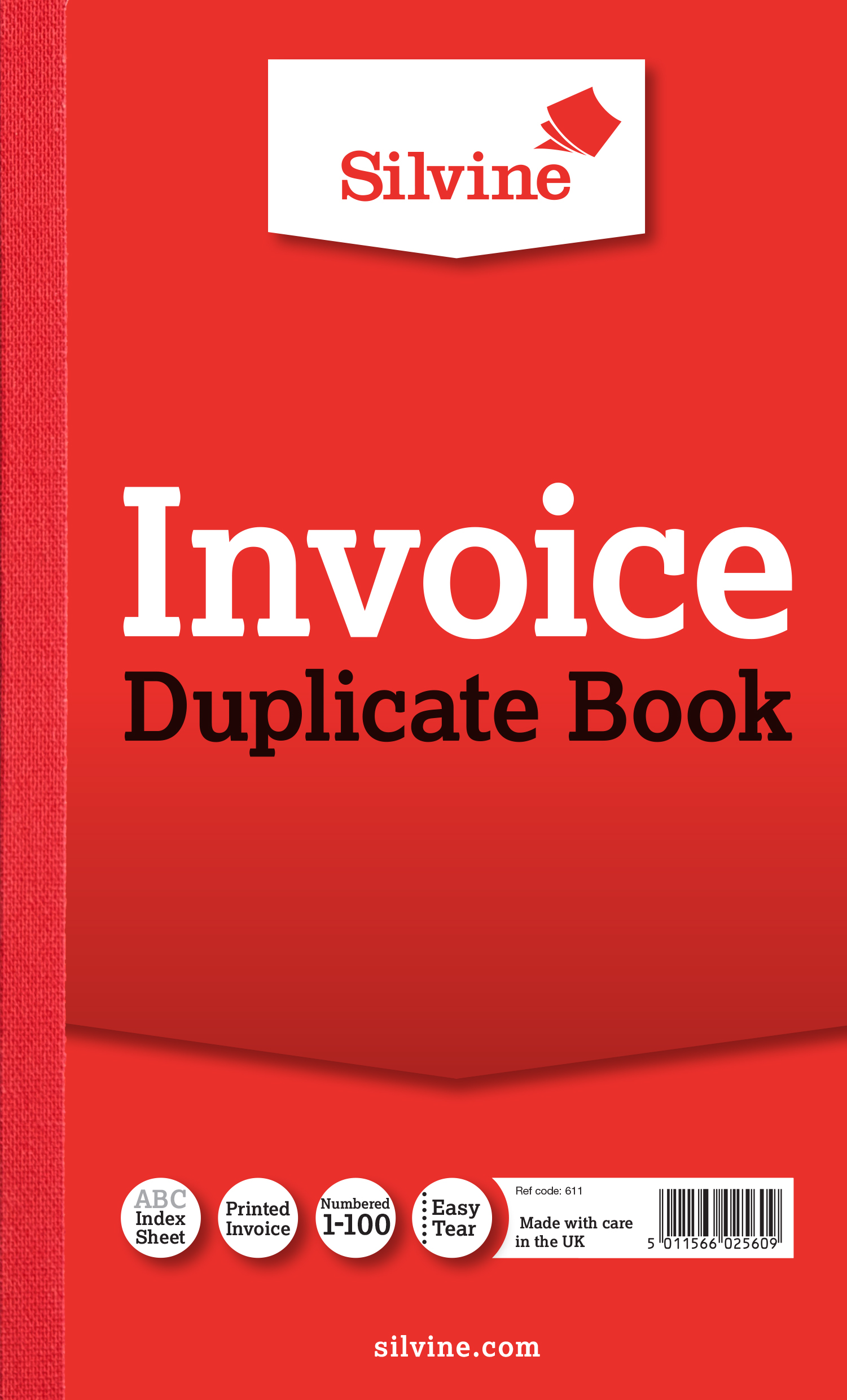 Silvine Duplicate Invoice Book with Carbon 210mm x 127mm, 1-100