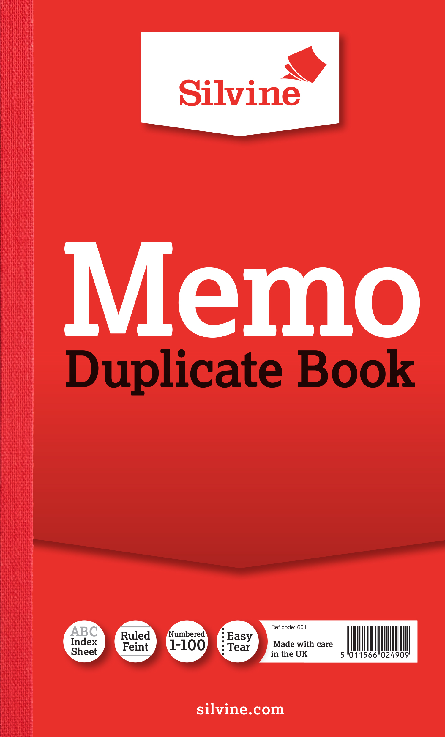 Silvine Duplicate Memo Book with Carbon 210mm x 127mm, 1-100