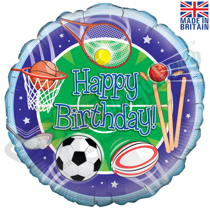 Sports Happy Birthday 18" | 46cm Helium Foil Balloon